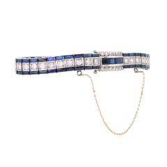 Platinum Art Deco Diamond Blue Stone Bracelet - 4715126