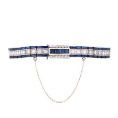 Platinum Art Deco Diamond Blue Stone Bracelet - 4716698