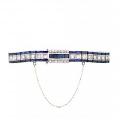 Platinum Art Deco Diamond Blue Stone Bracelet - 4716710