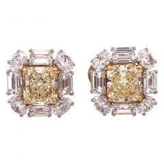 Platinum Colored Diamond and Diamond Ear Studs 11 60 Carat Total Diamond Weight - 2975046