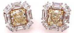 Platinum Colored Diamond and Diamond Ear Studs 12 72 Carat Total Diamond Weight - 2600567