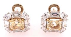 Platinum Colored Diamond and Diamond Ear Studs 12 72 Carat Total Diamond Weight - 2600568