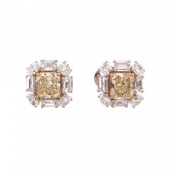 Platinum Colored Diamond and Diamond Ear Studs 12 72 Carat Total Diamond Weight - 2602632