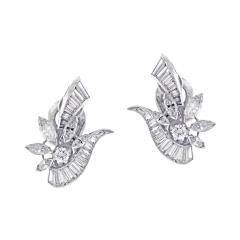 Platinum Diamond Retro Earrings - 3858004