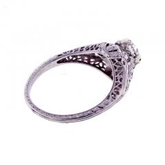 Platinum Filigree Ring with 0 81ct OEC Diamond circa 1920  - 4736380