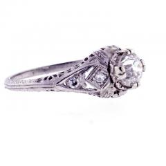 Platinum Filigree Ring with 0 81ct OEC Diamond circa 1920  - 4736381