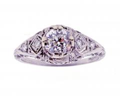 Platinum Filigree Ring with 0 81ct OEC Diamond circa 1920  - 4738408