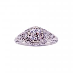 Platinum Filigree Ring with 0 81ct OEC Diamond circa 1920  - 4738409