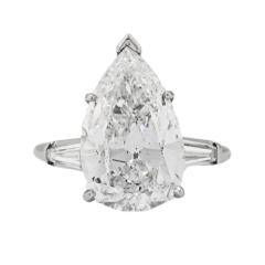 Platinum GIA Certified 6 73ct Pear Shape Diamond Solitaire Ring D SI2 - 4618760