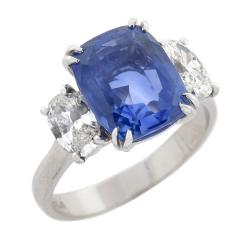 Platinum GIA Certified No Heat Sapphire Diamond Ring 5 68ct center - 2280795