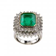 Platinum Ring With Emerald And Diamonds 21st Century - 4791905