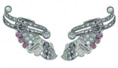 Platinum Ruby and Diamond Wing Earrings - 420030