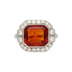 Platinum Vintage Retro 4 42 Carat Citrine Bezel Diamond Halo Ring - 3808923