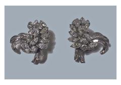 Platinum and Diamond Spray Earrings with Clips C 1960 - 95488