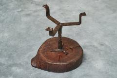 Playful Mid Century Stool or Side Table in Solid Wood and Wrought Iron 1950s - 4468658