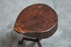 Playful Mid Century Stool or Side Table in Solid Wood and Wrought Iron 1950s - 4468681