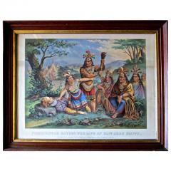 Pocahontas and John Smith Chromo Lithograph Dated 1870 Rare  - 77495