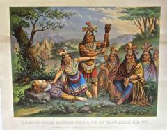 Pocahontas and John Smith Chromo Lithograph Dated 1870 Rare  - 77496