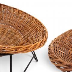 Pod Chairs Pair of Rattan Wicker Lounge Chairs on Metal Frame 1970 - 4750237