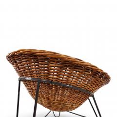 Pod Chairs Pair of Rattan Wicker Lounge Chairs on Metal Frame 1970 - 4750238