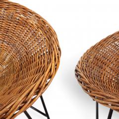 Pod Chairs Pair of Rattan Wicker Lounge Chairs on Metal Frame 1970 - 4750242