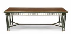 Poillerat and Quinet French Mid Century Iron and Marble Dining Table - 4625735