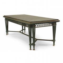 Poillerat and Quinet French Mid Century Iron and Marble Dining Table - 4627838