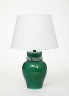 Pol Chambost Pol Chambost Green Glazed Ceramic Lamp stamped Made In France - 4620688