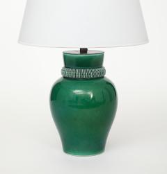 Pol Chambost Pol Chambost Green Glazed Ceramic Lamp stamped Made In France - 4620689