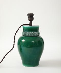Pol Chambost Pol Chambost Green Glazed Ceramic Lamp stamped Made In France - 4620696
