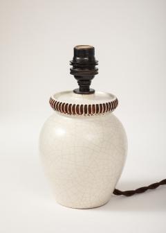 Pol Chambost Pol Chambost Ivory Crackle Ceramic Lamp France c 1930 - 4235990