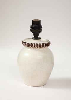 Pol Chambost Pol Chambost Ivory Crackle Ceramic Lamp France c 1930 - 4235991