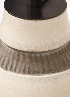 Pol Chambost Pol Chambost White Brown Ceramic Lamp France c 1930 - 4235953