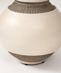 Pol Chambost Pol Chambost White Brown Ceramic Lamp France c 1930 - 4235963