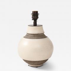 Pol Chambost Pol Chambost White Brown Ceramic Lamp France c 1930 - 4236709