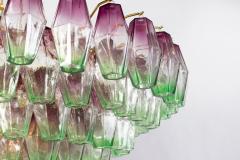 Poliedri Pink Amethyst and Green Murano Glass Chandelier - 3051538