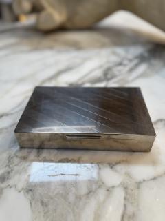 Polished Metal Box with Diagonal Line Design - 4380170