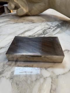Polished Metal Box with Diagonal Line Design - 4380171