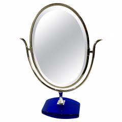 Polished Nickel Blue Lucite Vanity Mirror Charles Hollis Jones - 4172478