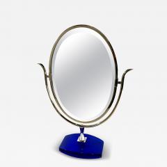 Polished Nickel Blue Lucite Vanity Mirror Charles Hollis Jones - 4219584