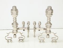 Polished Nickel Engine Turned Andirons - 906411