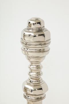Polished Nickel Engine Turned Andirons - 906415