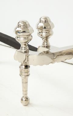 Polished Nickel Engine Turned Andirons - 906420