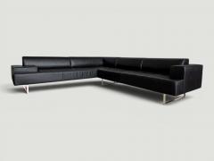 Poltrona Frau Poltrona Frau Quadra Black Leather Sectional Sofa by Studio Cerri 2005 Italy - 4654548