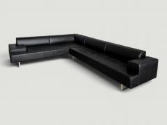 Poltrona Frau Poltrona Frau Quadra Black Leather Sectional Sofa by Studio Cerri 2005 Italy - 4654553