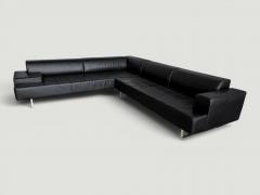 Poltrona Frau Poltrona Frau Quadra Black Leather Sectional Sofa by Studio Cerri 2005 Italy - 4654554