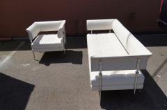 Poltrona Frau White Leather Hydra Castor Sofa and Chair by Luca Scacchetti for Poltrona Frau - 3095085
