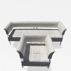 Poltrona Frau White Leather Hydra Castor Sofa and Chair by Luca Scacchetti for Poltrona Frau - 3115690