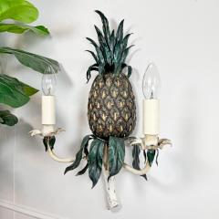 Polychrome Painted 1930s Italian Pineapple Wall Light - 3549814