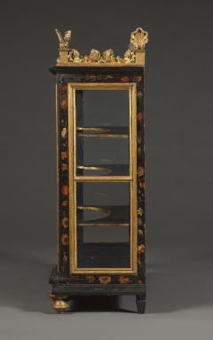 Polychrome Parcel Gilt Hanging Wall Cabinet With Floral Exotic Bird Decoration - 2039387